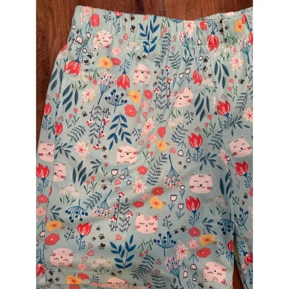 Cuddl Duds Pajama Shorts Womens Small Light Blue Cat Floral Print Pockets Sleep - Picture 3 of 5